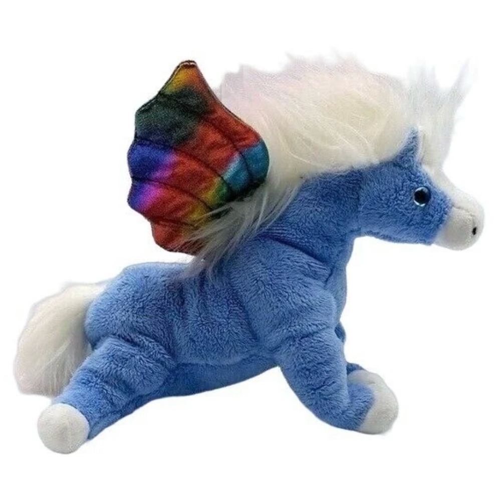 Blue Plush Pegasus with Rainbow Wings beanie baby